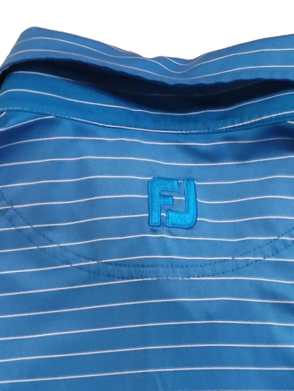 Foot Joy Polo Shirt Mens 2XL XXL Blue White Performance FJ Golf Short Sleeve